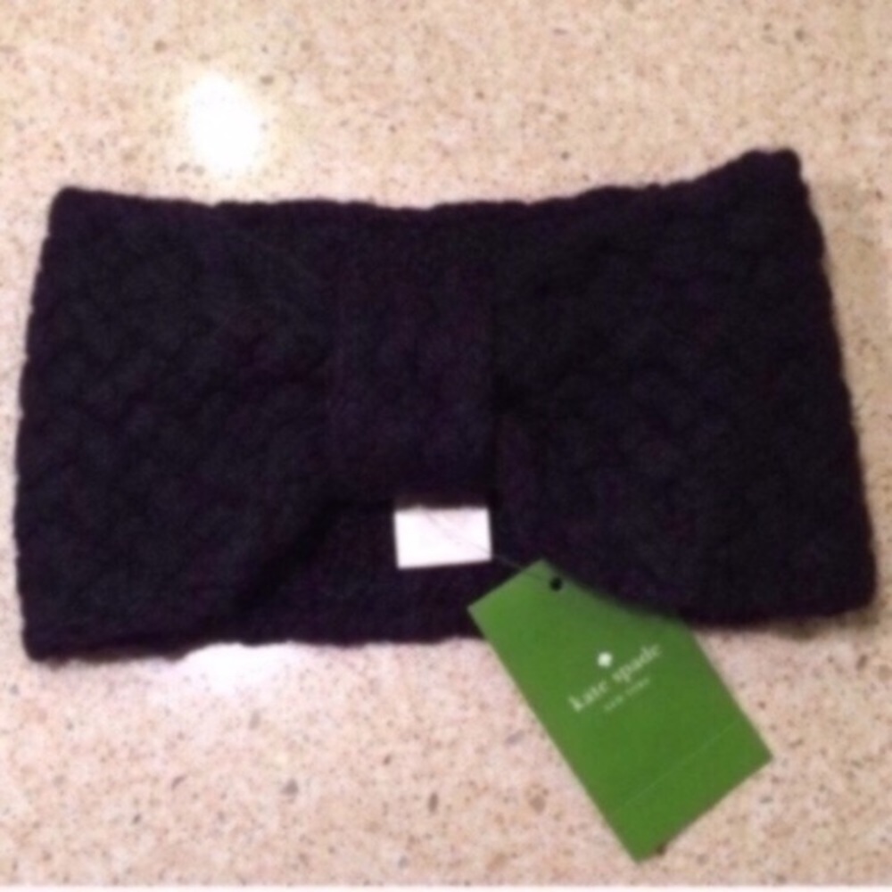 Kate Spade Black‎ Luxe Knit Ear Warmer Headband NWT